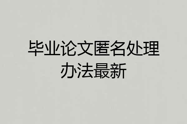 毕业论文匿名处理办法最新