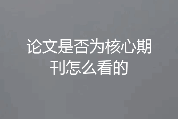 论文是否为核心期刊怎么看的