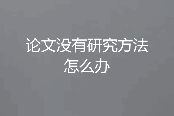 论文没有研究方法怎么办