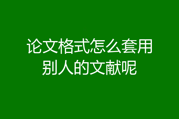 论文格式怎么套用别人的文献呢