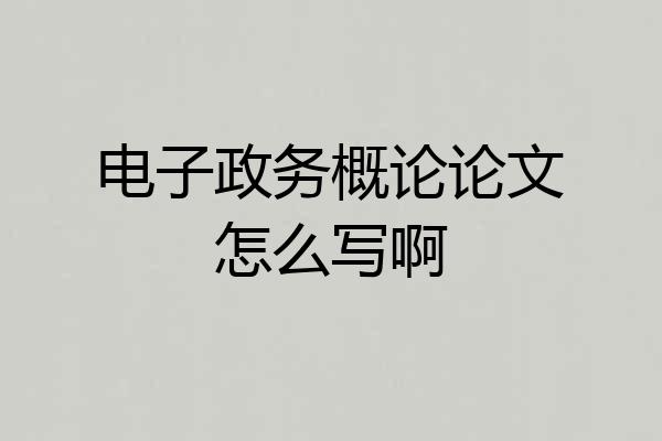电子政务概论论文怎么写啊