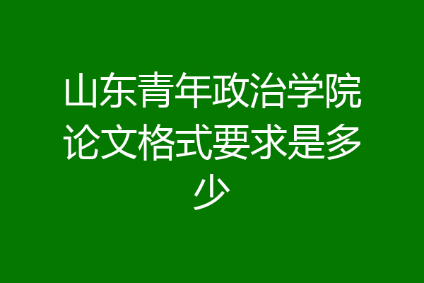 山东青年政治学院论文格式要求是多少