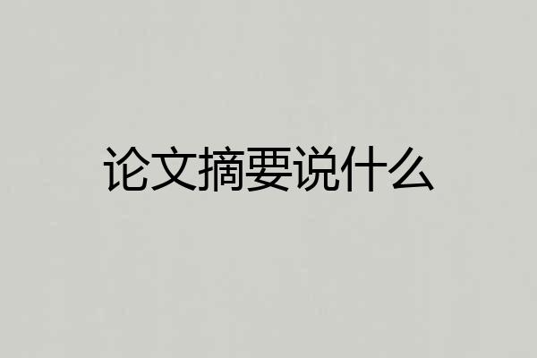 论文摘要说什么