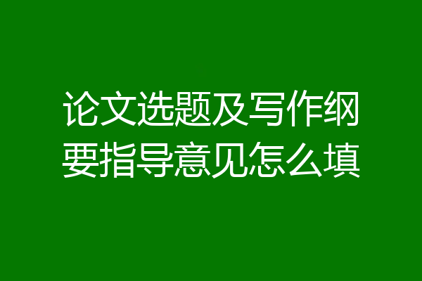 论文选题及写作纲要指导意见怎么填