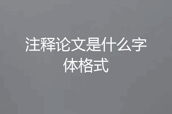 注释论文是什么字体格式