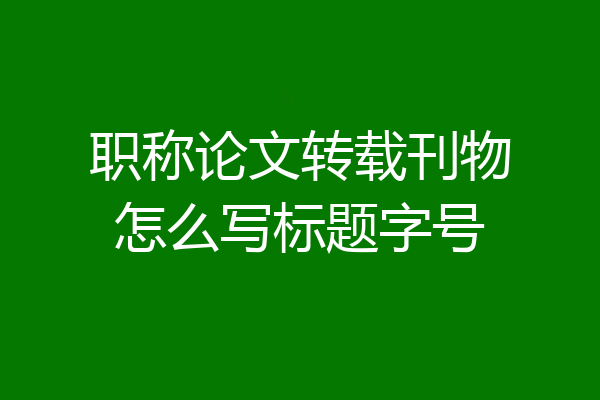 职称论文转载刊物怎么写标题字号