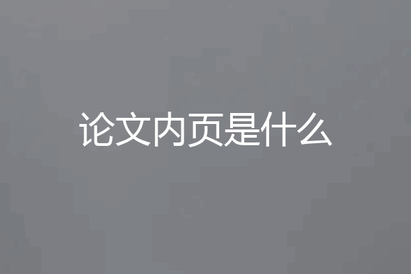 论文内页是什么