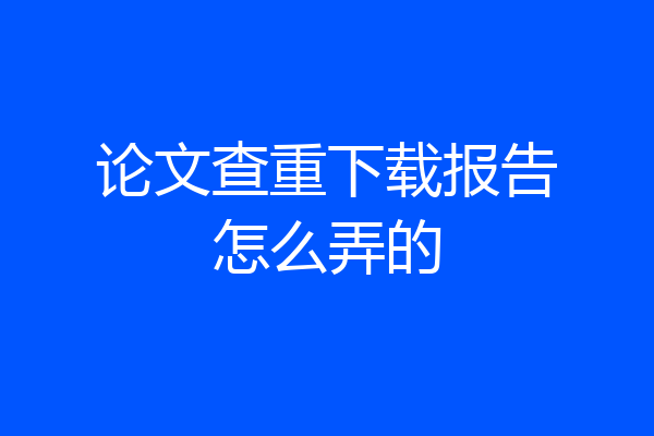 论文查重下载报告怎么弄的