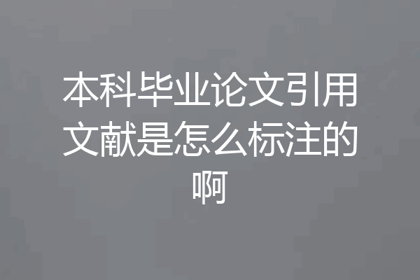 本科毕业论文引用文献是怎么标注的啊
