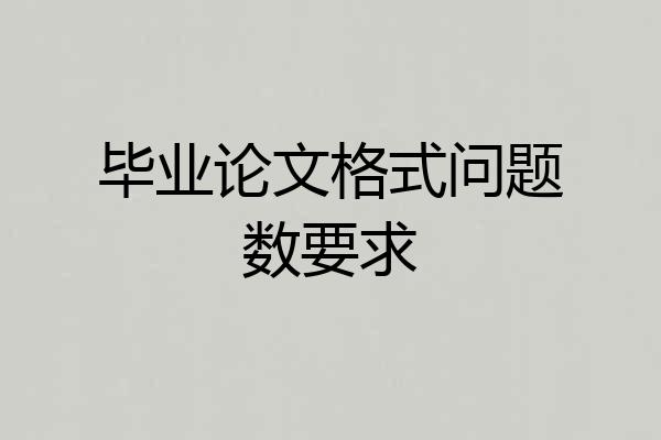 毕业论文格式问题数要求