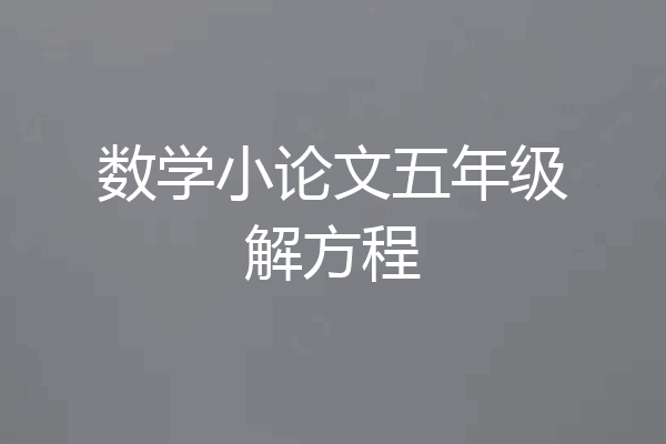 数学小论文五年级解方程