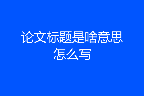 论文标题是啥意思怎么写