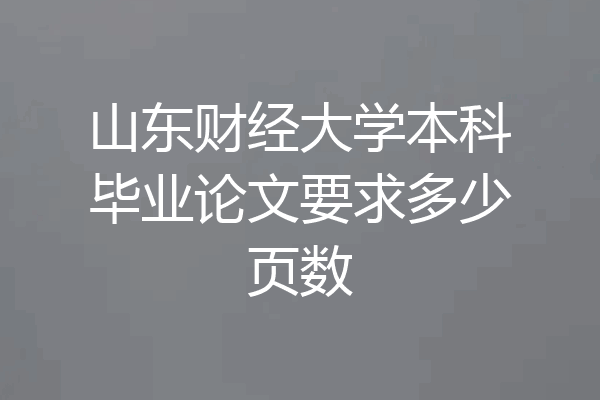 山东财经大学本科毕业论文要求多少页数