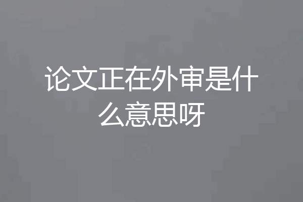 论文正在外审是什么意思呀