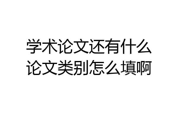 学术论文还有什么论文类别怎么填啊