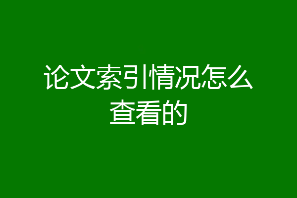 论文索引情况怎么查看的