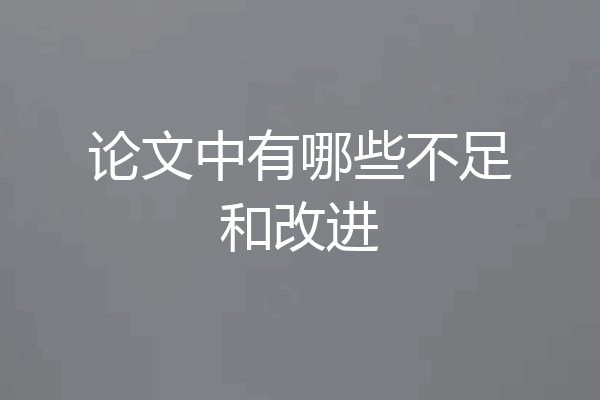 论文中有哪些不足和改进