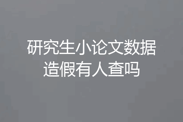 研究生小论文数据造假有人查吗