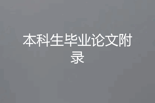 本科生毕业论文附录