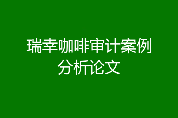 瑞幸咖啡审计案例分析论文