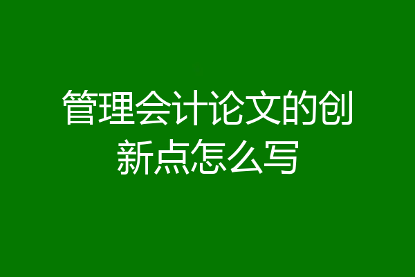 管理会计论文的创新点怎么写