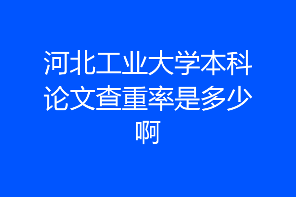 河北工业大学本科论文查重率是多少啊
