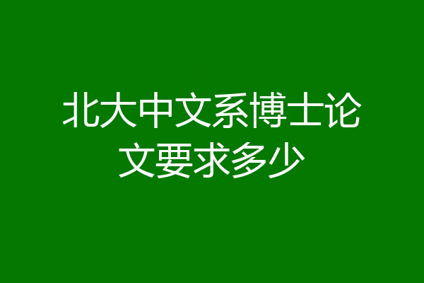 北大中文系博士论文要求多少