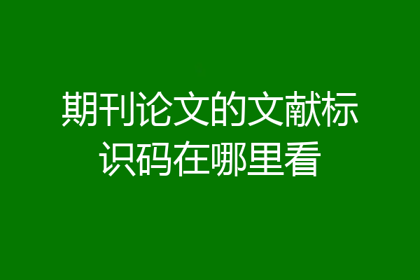 期刊论文的文献标识码在哪里看