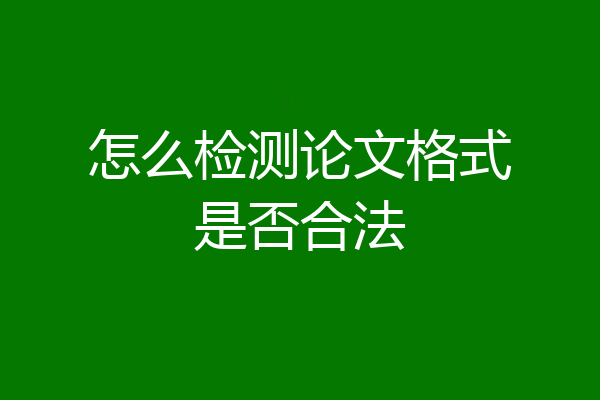 怎么检测论文格式是否合法