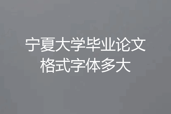宁夏大学毕业论文格式字体多大