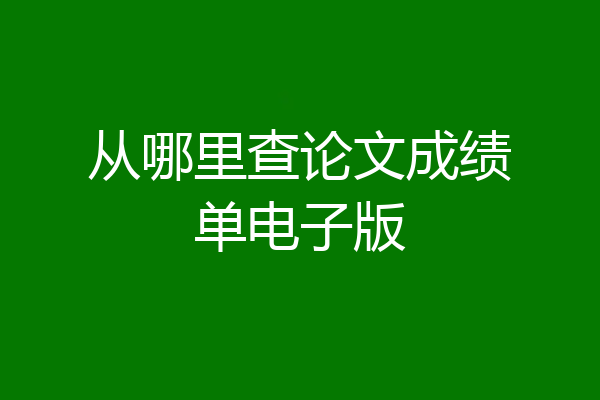 从哪里查论文成绩单电子版
