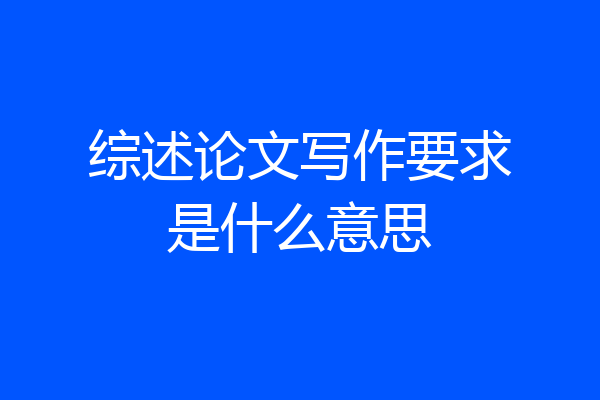 综述论文写作要求是什么意思