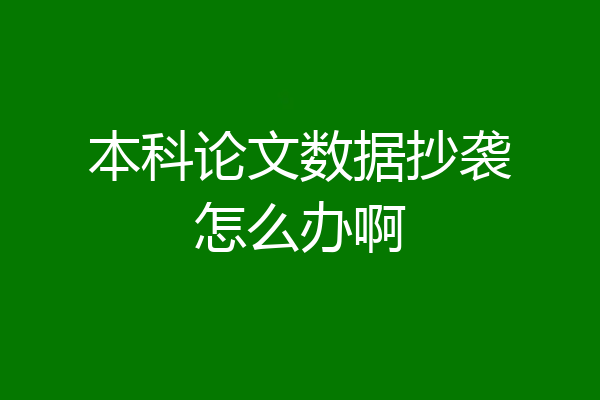 本科论文数据抄袭怎么办啊
