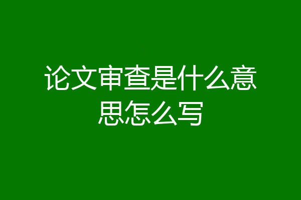 论文审查是什么意思怎么写