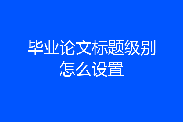 毕业论文标题级别怎么设置