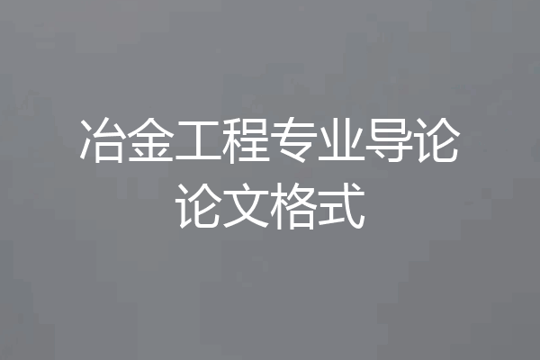 冶金工程专业导论论文格式