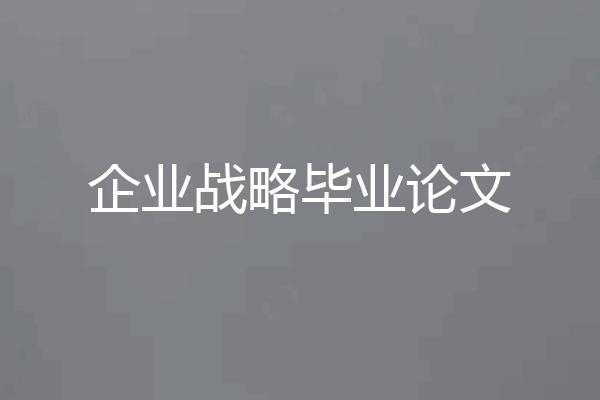 企业战略毕业论文