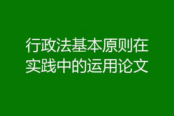 行政法基本原则在实践中的运用论文