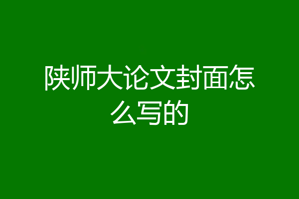 陕师大论文封面怎么写的