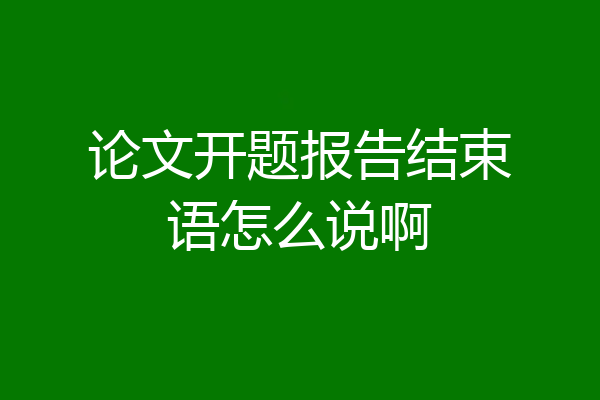 论文开题报告结束语怎么说啊