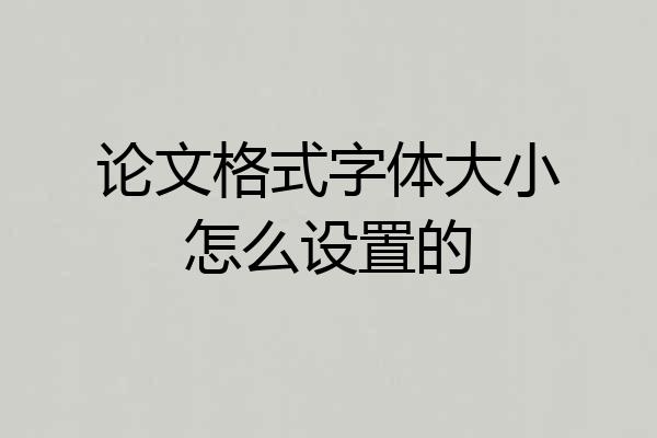论文格式字体大小怎么设置的
