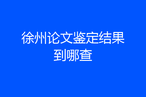 徐州论文鉴定结果到哪查