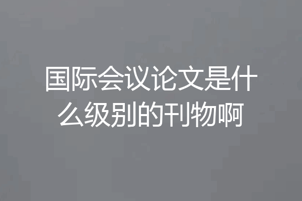国际会议论文是什么级别的刊物啊