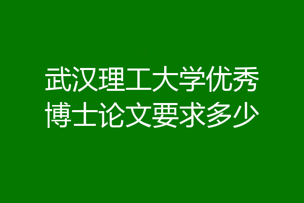 武汉理工大学优秀博士论文要求多少