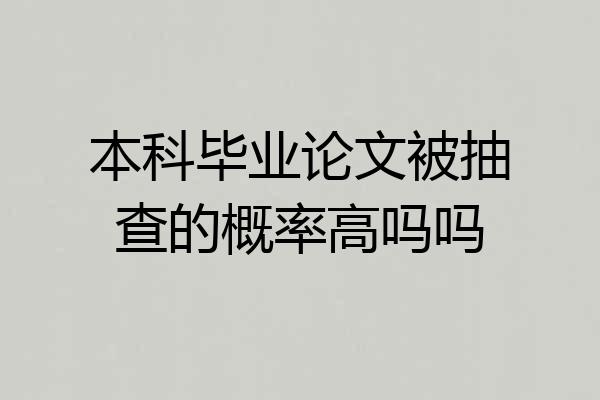 本科毕业论文被抽查的概率高吗吗