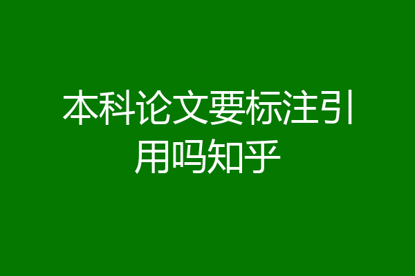 本科论文要标注引用吗知乎