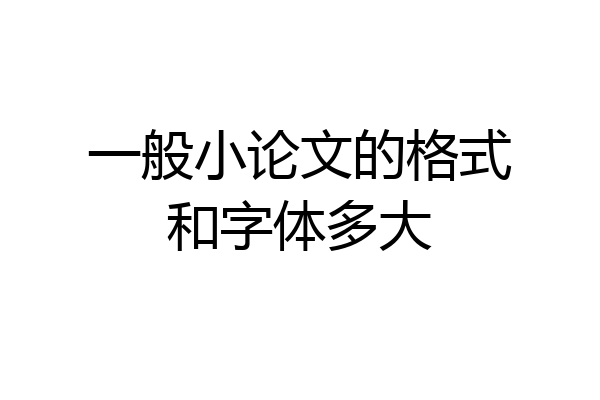一般小论文的格式和字体多大
