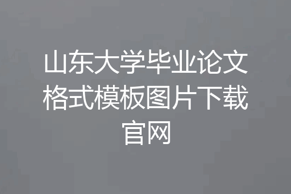 山东大学毕业论文格式模板图片下载官网