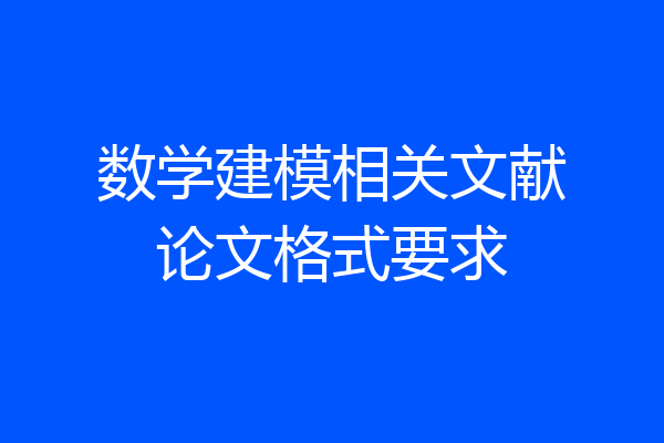 数学建模相关文献论文格式要求