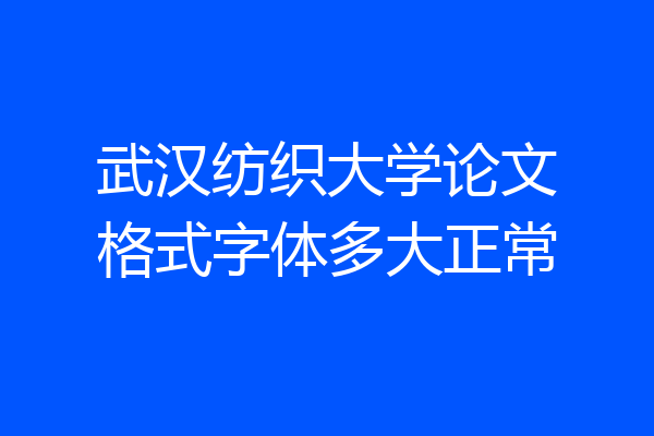 武汉纺织大学论文格式字体多大正常